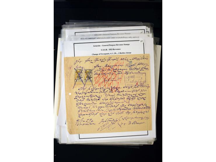 1923/41, The Dr R J Ceresa Exhibit collection of Armenian fiscal stamps and documents, comprising over 60 documents with 1923