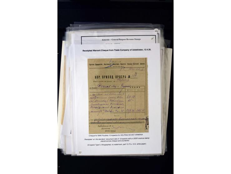 1923/41, The Dr R J Ceresa Exhibit collection of Armenian fiscal stamps and documents, comprising over 60 documents with 1923