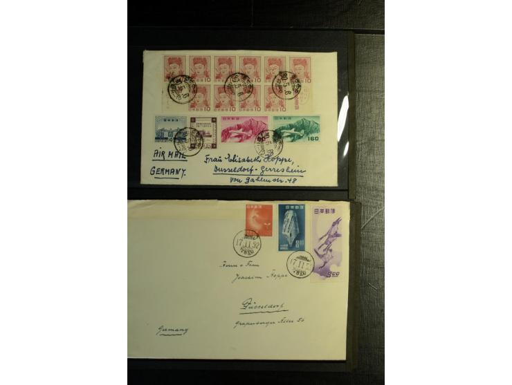 1916/60 (ca.), interessanter Posten Briefe und Karten, dabei Mi.-Nr. 127-29 mit Sonderstempel auf Gedenkkarte, 224-24 auf FDC