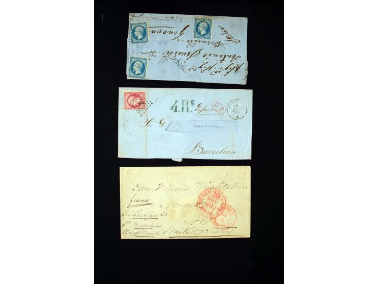 1843/66, Partie mit 20 markenlosen und frankierten Briefen, Schwerpunkt Frankreich mit u.a. Auslandspost nach Cuba, Haiti und