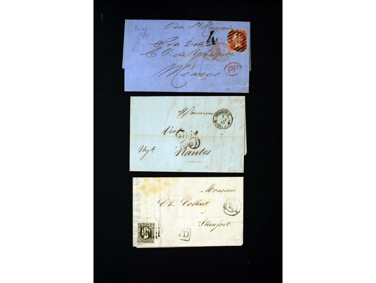 1843/66, Partie mit 20 markenlosen und frankierten Briefen, Schwerpunkt Frankreich mit u.a. Auslandspost nach Cuba, Haiti und