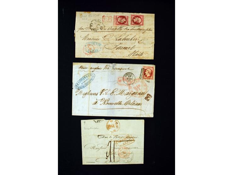 1843/66, Partie mit 20 markenlosen und frankierten Briefen, Schwerpunkt Frankreich mit u.a. Auslandspost nach Cuba, Haiti und