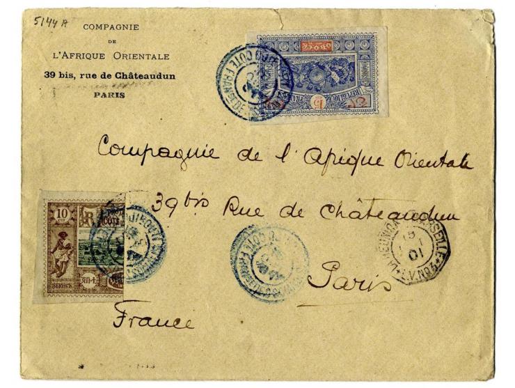 1894/1930, Frz. Somaliland und Äthiopien, Partie mit 11 interessante Belegen, dabei Einzel- und Mehrfrankaturen, R-Briefe, Ha