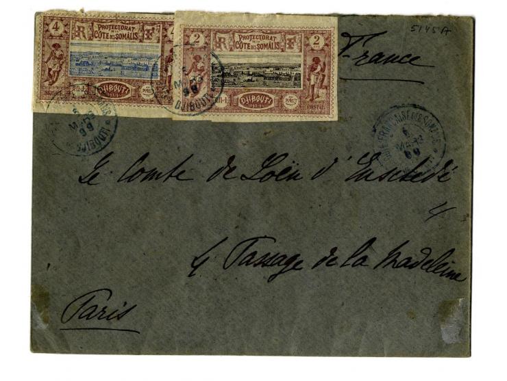 1894/1930, Frz. Somaliland und Äthiopien, Partie mit 11 interessante Belegen, dabei Einzel- und Mehrfrankaturen, R-Briefe, Ha