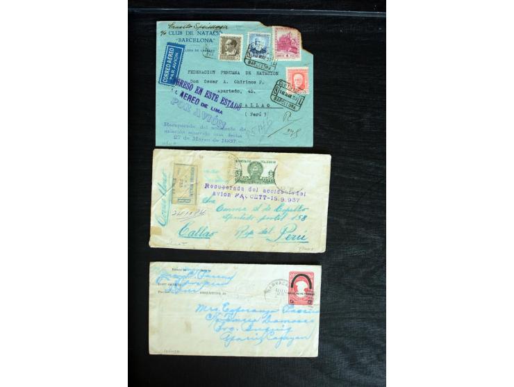 1936/68, Partie mit 14 "Crash-Covers" mit entsprechenden Spuren, meist mit Hinweisstempeln bzw. -Zetteln, dabei bessere