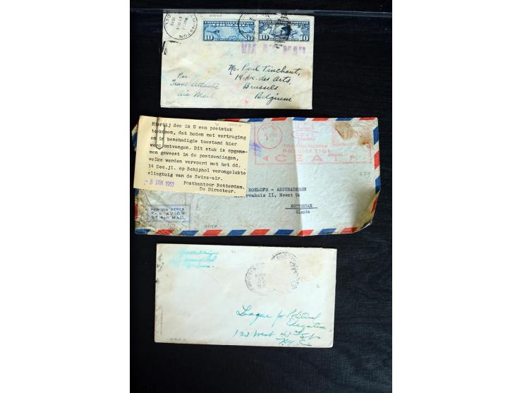 1936/68, Partie mit 14 "Crash-Covers" mit entsprechenden Spuren, meist mit Hinweisstempeln bzw. -Zetteln, dabei bessere