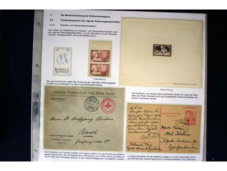 Rotes Kreuz: 1870/1990 (ca.), Ausstellungs-Sammlung "Eine Idee erobert die Welt" auf 60 Seiten plus Ergänzungsband mit 37 Sei