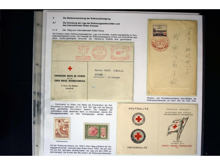Rotes Kreuz: 1870/1990 (ca.), Ausstellungs-Sammlung "Eine Idee erobert die Welt" auf 60 Seiten plus Ergänzungsband mit 37 Sei