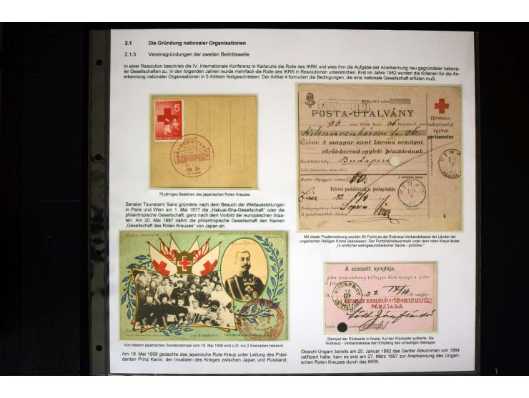 Rotes Kreuz: 1870/1990 (ca.), Ausstellungs-Sammlung "Eine Idee erobert die Welt" auf 60 Seiten plus Ergänzungsband mit 37 Sei