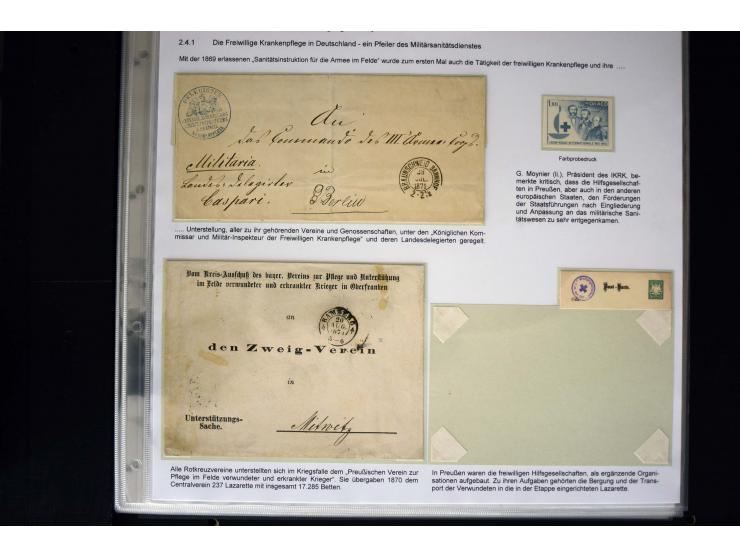 Rotes Kreuz: 1870/1990 (ca.), Ausstellungs-Sammlung "Eine Idee erobert die Welt" auf 60 Seiten plus Ergänzungsband mit 37 Sei