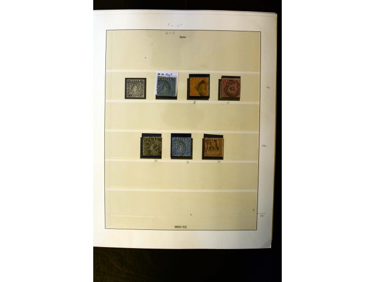 Baden bis Württemberg, ungebrauchte und gestempelte reichhaltige Sammlung mit u.a. Baden Mi.-NBr. 1a, Hannover Nr. 18, Sachse