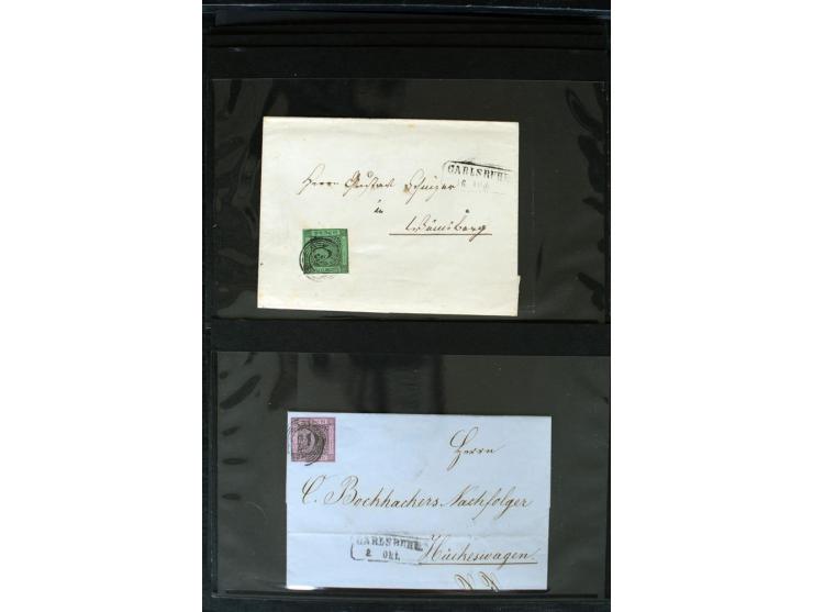 1851/67, ungebrauchte und gestempelte Sammlung ab Mi.-Nr. 1 mit einigen schönen Briefstücken und Briefen, dabei Farben, Paare