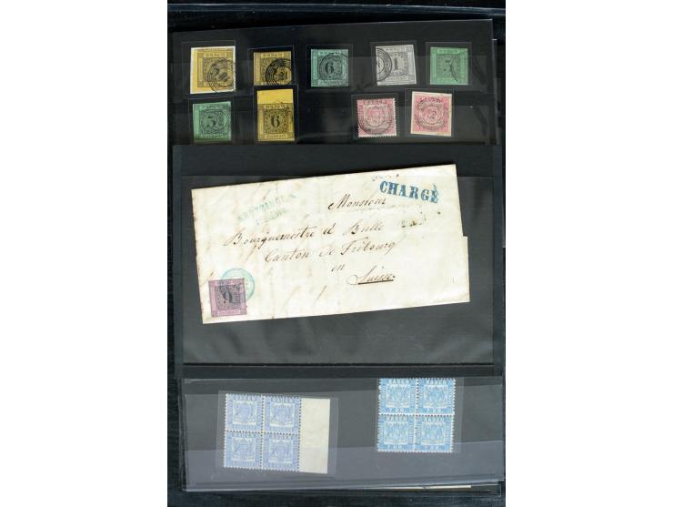 1851/67, ungebrauchte und gestempelte Sammlung ab Mi.-Nr. 1 mit einigen schönen Briefstücken und Briefen, dabei Farben, Paare