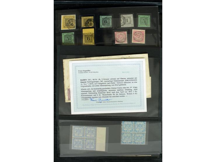 1851/67, ungebrauchte und gestempelte Sammlung ab Mi.-Nr. 1 mit einigen schönen Briefstücken und Briefen, dabei Farben, Paare