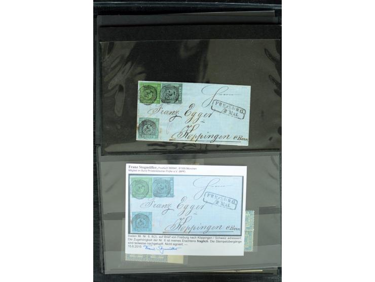 1851/67, ungebrauchte und gestempelte Sammlung ab Mi.-Nr. 1 mit einigen schönen Briefstücken und Briefen, dabei Farben, Paare