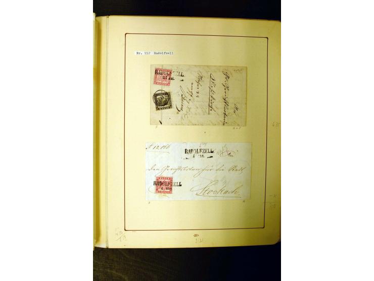 NUMMERN- UND ORTSSTEMPEL: Dreibändiger Sammlungsteil einer alten Vorkriegssammlung, beinhaltend die Nummern 50-63 und 99-120 