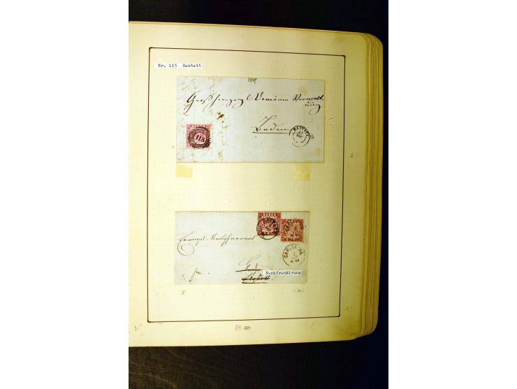 NUMMERN- UND ORTSSTEMPEL: Dreibändiger Sammlungsteil einer alten Vorkriegssammlung, beinhaltend die Nummern 50-63 und 99-120 