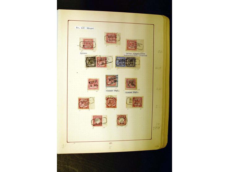 NUMMERN- UND ORTSSTEMPEL: Dreibändiger Sammlungsteil einer alten Vorkriegssammlung, beinhaltend die Nummern 50-63 und 99-120 