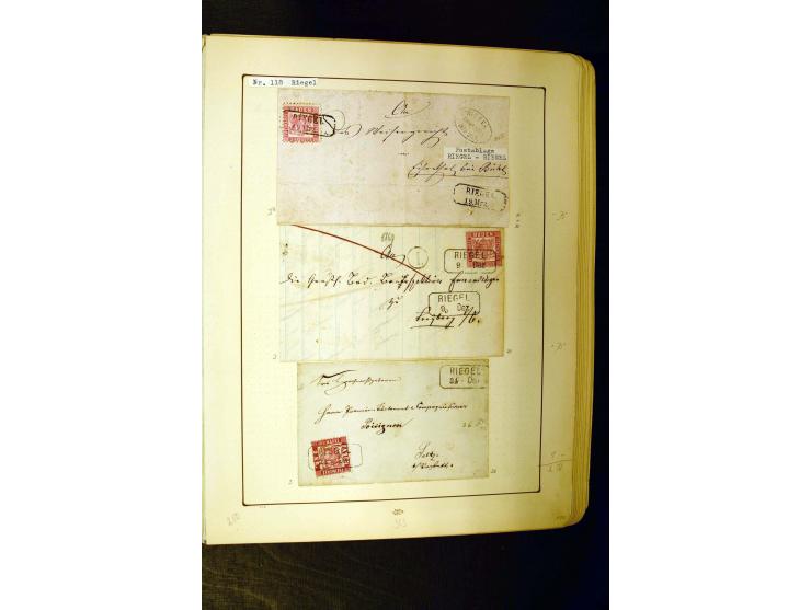 NUMMERN- UND ORTSSTEMPEL: Dreibändiger Sammlungsteil einer alten Vorkriegssammlung, beinhaltend die Nummern 50-63 und 99-120 