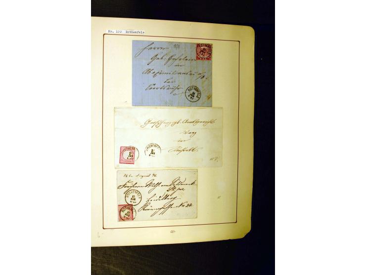 NUMMERN- UND ORTSSTEMPEL: Dreibändiger Sammlungsteil einer alten Vorkriegssammlung, beinhaltend die Nummern 50-63 und 99-120 