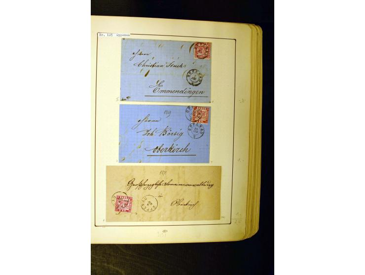 NUMMERN- UND ORTSSTEMPEL: Dreibändiger Sammlungsteil einer alten Vorkriegssammlung, beinhaltend die Nummern 50-63 und 99-120 