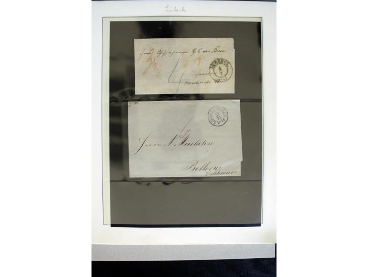 1859/65, ungebrauchte und gestempelte Sammlung mit u.a. Mi.-Nr. 1 und 2, 4er-Blocks, Randstücke mit Reihenzahlen, 5 markenlos