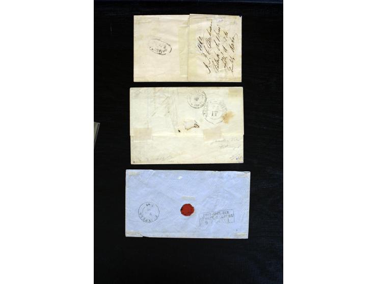 1859/64, Partie mit 5 verschiedenen Einzelfrankturen der Mi.-Nr. 3, 4 (FA Grobe und Attest Zumstein), 10A, 12 A und 13 b auf 