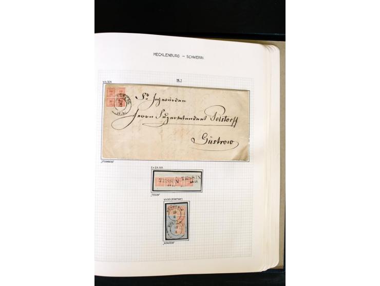 1856/67, wunderschöne kleine spezialisierte Sammlung, gestempelt, vielfach auf Briefstücken und Briefen, darin enthalten u.a.