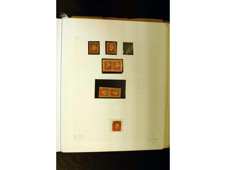1850/1859, umfangreiche gestempelte Sammlung der ersten 3 Ausgaben mit sehr vielen schönen Briefstücken, Paaren und Einheiten