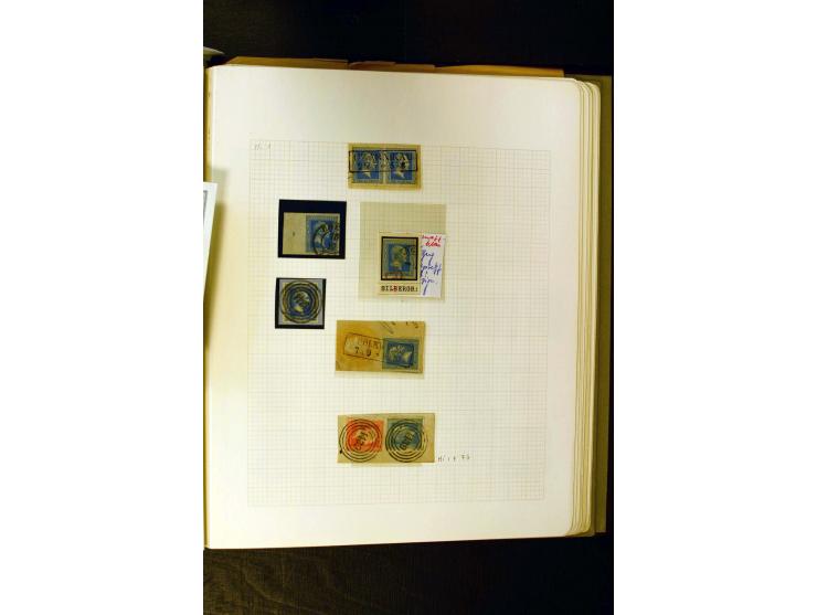 1850/1859, umfangreiche gestempelte Sammlung der ersten 3 Ausgaben mit sehr vielen schönen Briefstücken, Paaren und Einheiten