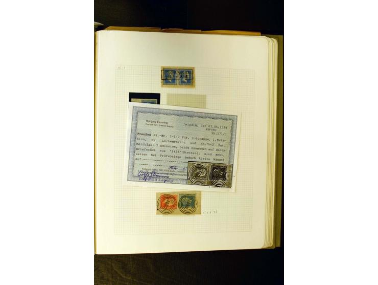 1850/1859, umfangreiche gestempelte Sammlung der ersten 3 Ausgaben mit sehr vielen schönen Briefstücken, Paaren und Einheiten