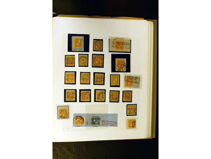 1850/1859, umfangreiche gestempelte Sammlung der ersten 3 Ausgaben mit sehr vielen schönen Briefstücken, Paaren und Einheiten