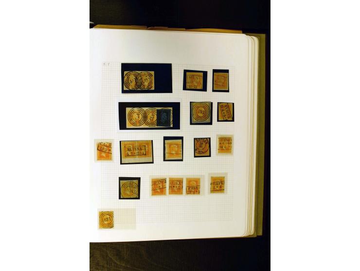 1850/1859, umfangreiche gestempelte Sammlung der ersten 3 Ausgaben mit sehr vielen schönen Briefstücken, Paaren und Einheiten
