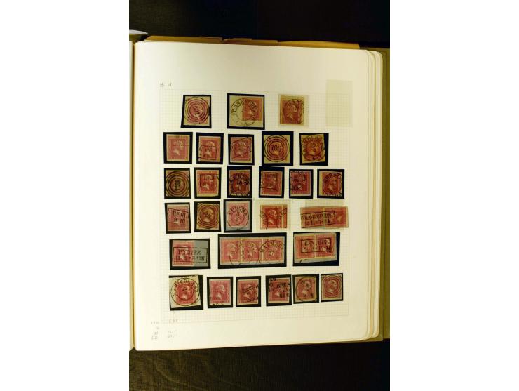 1850/1859, umfangreiche gestempelte Sammlung der ersten 3 Ausgaben mit sehr vielen schönen Briefstücken, Paaren und Einheiten