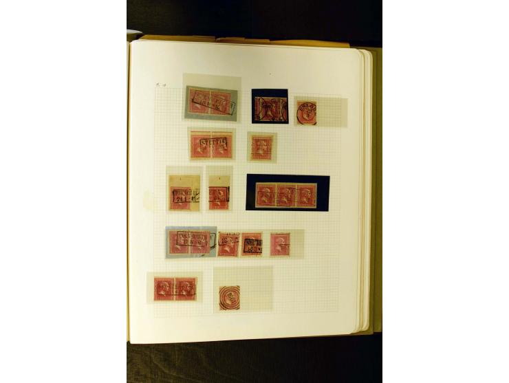 1850/1859, umfangreiche gestempelte Sammlung der ersten 3 Ausgaben mit sehr vielen schönen Briefstücken, Paaren und Einheiten