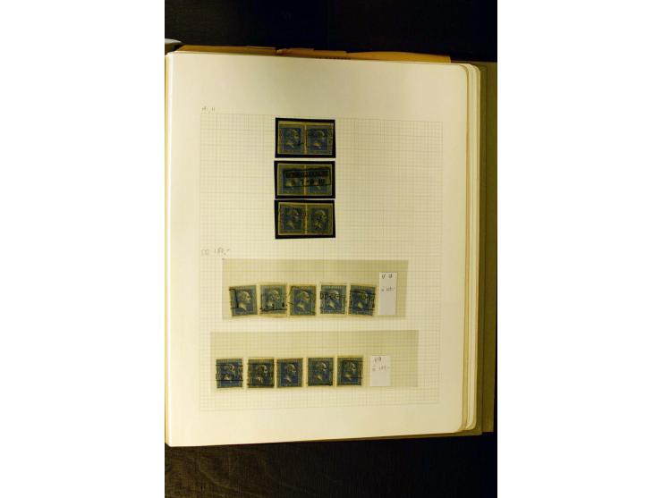 1850/1859, umfangreiche gestempelte Sammlung der ersten 3 Ausgaben mit sehr vielen schönen Briefstücken, Paaren und Einheiten