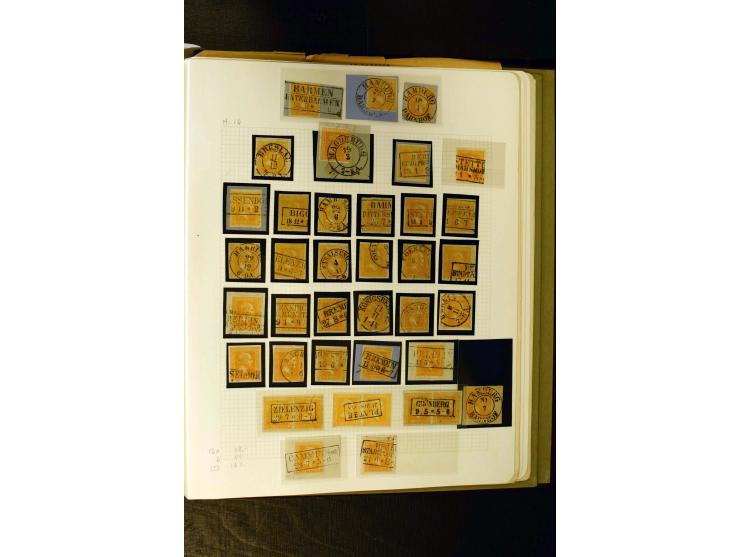 1850/1859, umfangreiche gestempelte Sammlung der ersten 3 Ausgaben mit sehr vielen schönen Briefstücken, Paaren und Einheiten