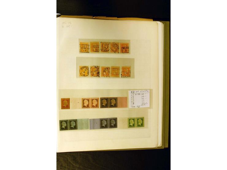 1850/1859, umfangreiche gestempelte Sammlung der ersten 3 Ausgaben mit sehr vielen schönen Briefstücken, Paaren und Einheiten