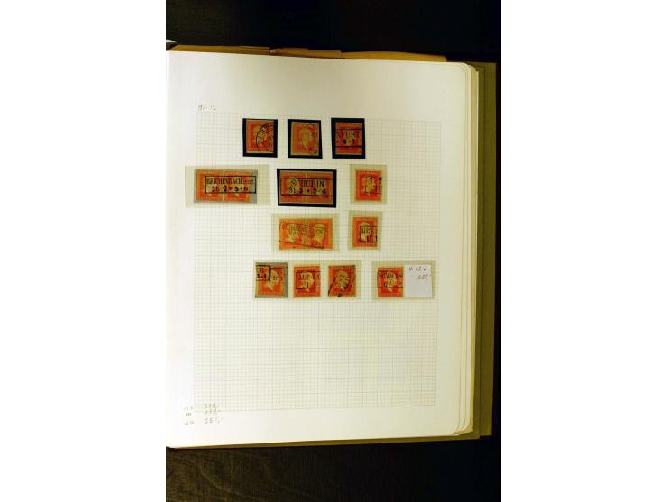 1850/1859, umfangreiche gestempelte Sammlung der ersten 3 Ausgaben mit sehr vielen schönen Briefstücken, Paaren und Einheiten