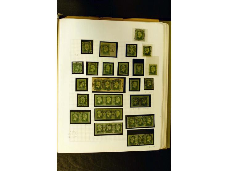 1850/1859, umfangreiche gestempelte Sammlung der ersten 3 Ausgaben mit sehr vielen schönen Briefstücken, Paaren und Einheiten