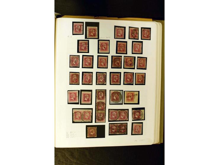 1850/1859, umfangreiche gestempelte Sammlung der ersten 3 Ausgaben mit sehr vielen schönen Briefstücken, Paaren und Einheiten
