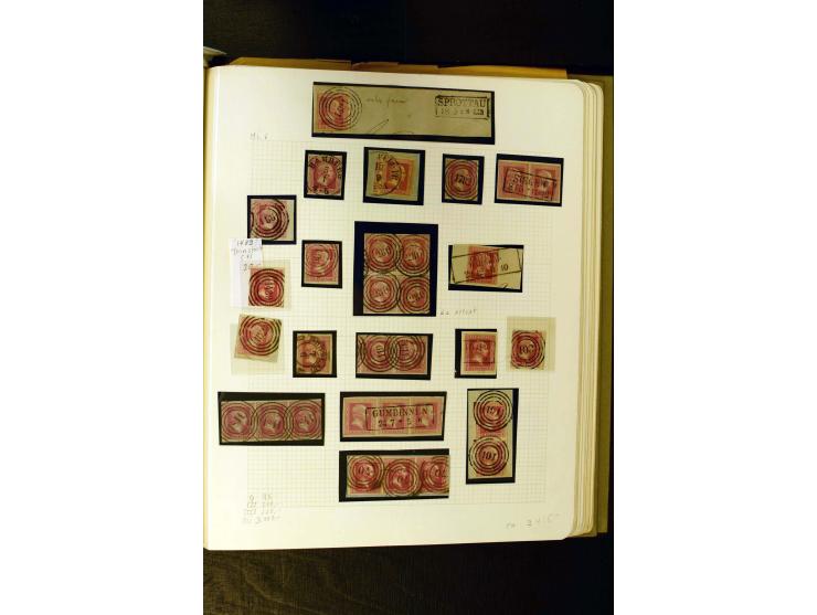 1850/1859, umfangreiche gestempelte Sammlung der ersten 3 Ausgaben mit sehr vielen schönen Briefstücken, Paaren und Einheiten