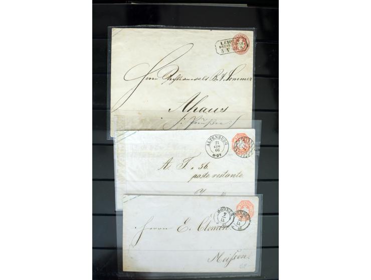 1799/1867, Sammlung mit 35 frankierten Briefen, 13 Ganzsachen und 2 Postscheinen, dabei Buntfrankaturen, Paare und 3er-Streif