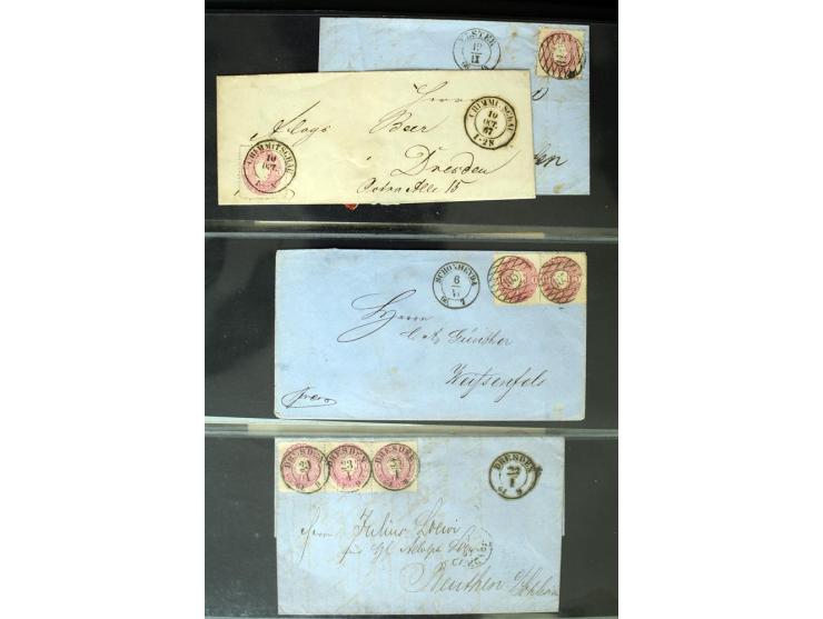 1799/1867, Sammlung mit 35 frankierten Briefen, 13 Ganzsachen und 2 Postscheinen, dabei Buntfrankaturen, Paare und 3er-Streif