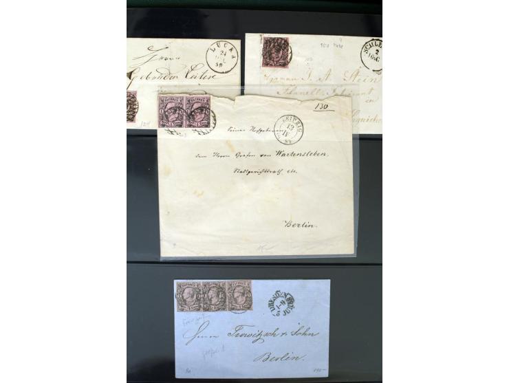 1799/1867, Sammlung mit 35 frankierten Briefen, 13 Ganzsachen und 2 Postscheinen, dabei Buntfrankaturen, Paare und 3er-Streif