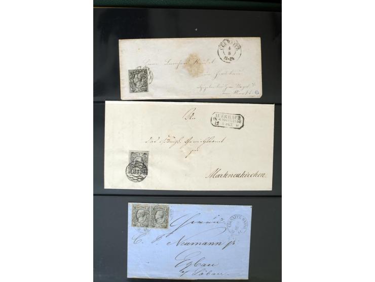 1799/1867, Sammlung mit 35 frankierten Briefen, 13 Ganzsachen und 2 Postscheinen, dabei Buntfrankaturen, Paare und 3er-Streif