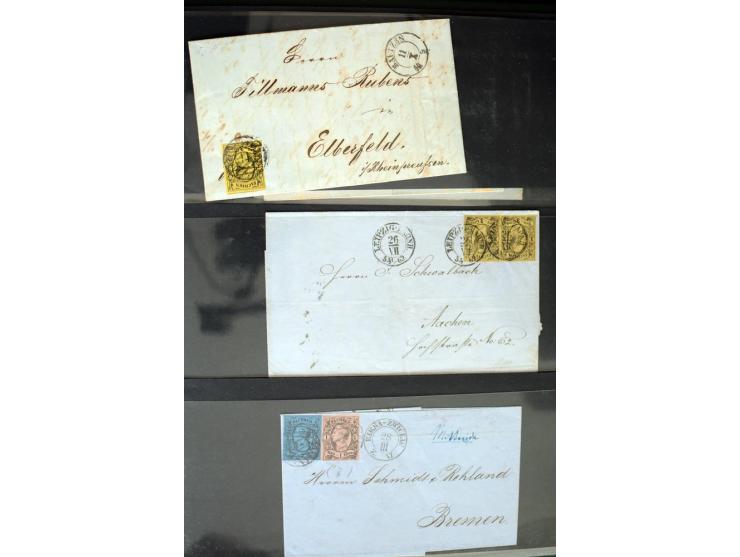 1799/1867, Sammlung mit 35 frankierten Briefen, 13 Ganzsachen und 2 Postscheinen, dabei Buntfrankaturen, Paare und 3er-Streif