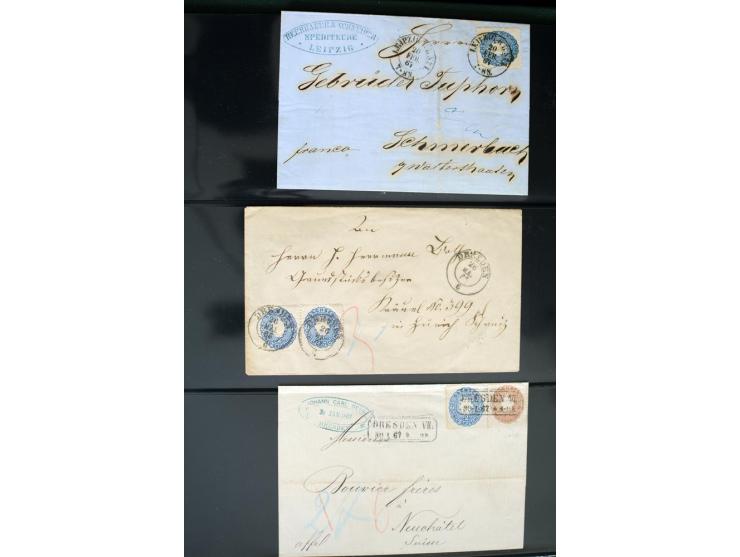 1799/1867, Sammlung mit 35 frankierten Briefen, 13 Ganzsachen und 2 Postscheinen, dabei Buntfrankaturen, Paare und 3er-Streif