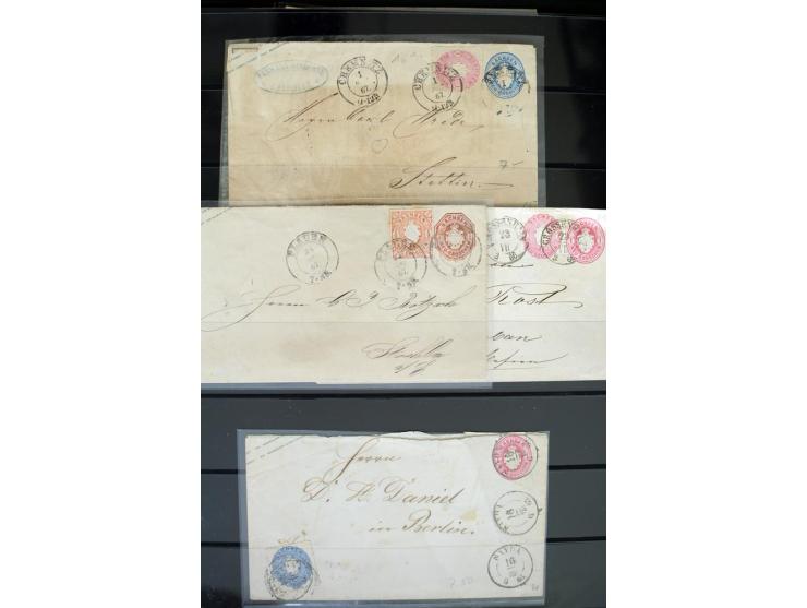 1799/1867, Sammlung mit 35 frankierten Briefen, 13 Ganzsachen und 2 Postscheinen, dabei Buntfrankaturen, Paare und 3er-Streif