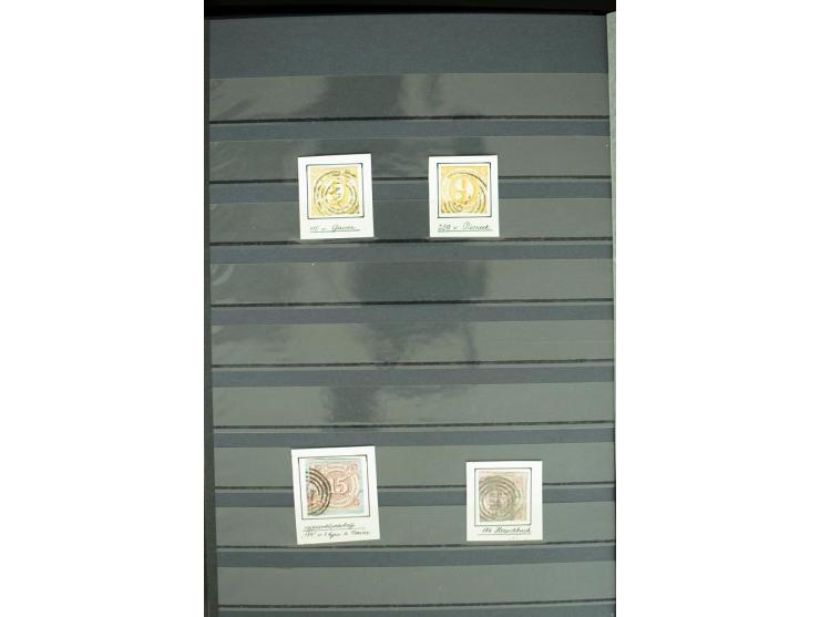 1854/66, schöne, vorwiegend gestempelte Sammlung mit besseren Werten, verschiedene Nummernstempel und Briefen, meist gute Erh